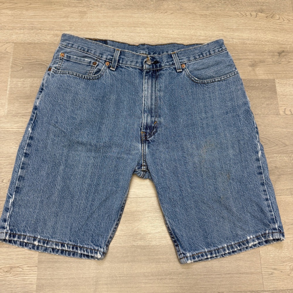 Levis 505 Denim Shorts Mens 36 Blue Medium Wash Regular Fit 910" Inseam